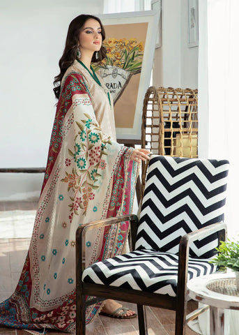 Maria.B Lawn 3Pc Chickenkari Embroidered Shirt With Digital Print Shawl-1044