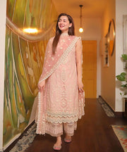 Faiza Saqlain Lawn 3Pc Embroidered With Organza Embroidered Dupatta-1049