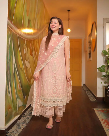 Faiza Saqlain Lawn 3Pc Embroidered With Organza Embroidered Dupatta-1049