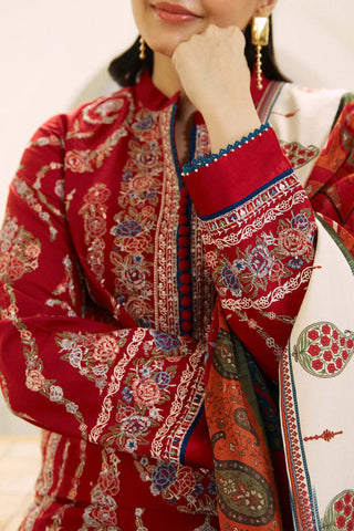 Zara Shahjahan 3Pc Lawn Embroidered Shirt With Printed Dupatta-1054
